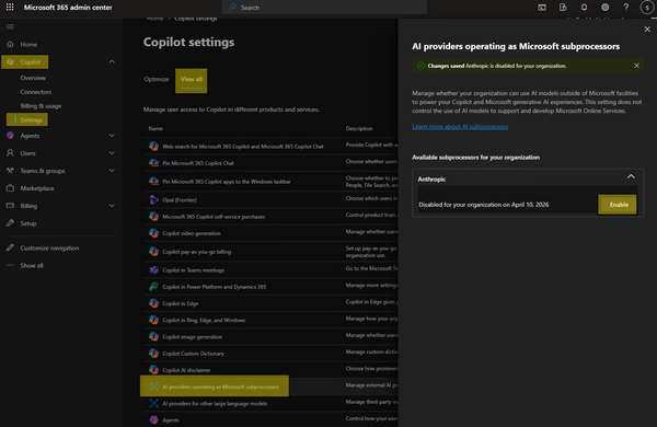 How to Enable the Claude Model in Microsoft Copilot for Your Tenant